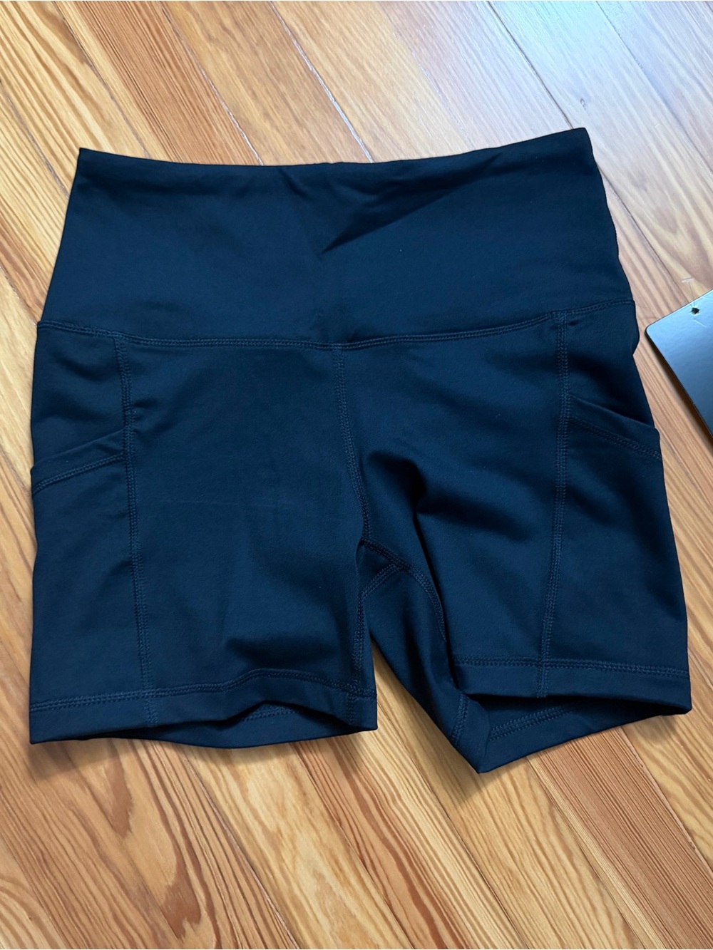 Active Life Black High-Rise Shorts with Side Pockets